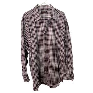 Kirkland Signature XXL Purple Gingham Button Down Non-Iron Shirt‎ Preppy Office